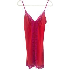 Natori Josie Orange Sexy Floral Lace Chemise Dress SzXS Lingerie Women's